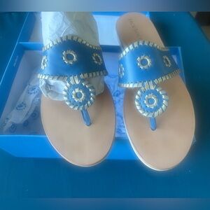 Jack Rogers Blue and Gold Sandals size 11 EUC worn only ONCE!!!